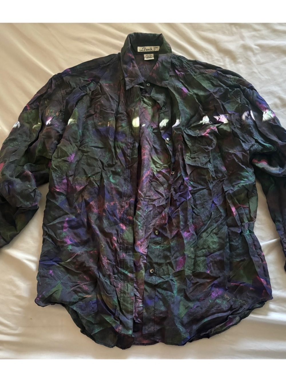 80s New Wave Vintage Silk Button Up Dress Shirt